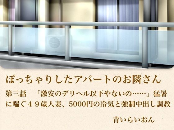 【官能小説】ぽっちゃりしたアパートのお隣さん 第三話 「激安のデリヘル以下やないの……」猛暑に喘ぐ49歳人妻、5000円の冷気と強●中出し調教