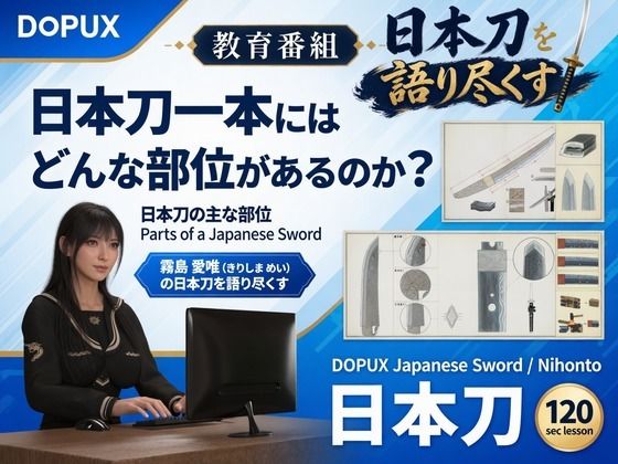 パンチラガチャ★霧島 愛唯(きりしま めい)『日本刀を語り尽くす』第1章-まず「日本刀とは何か」を知る(007-日本刀一本にはどんな部位があるのか?)