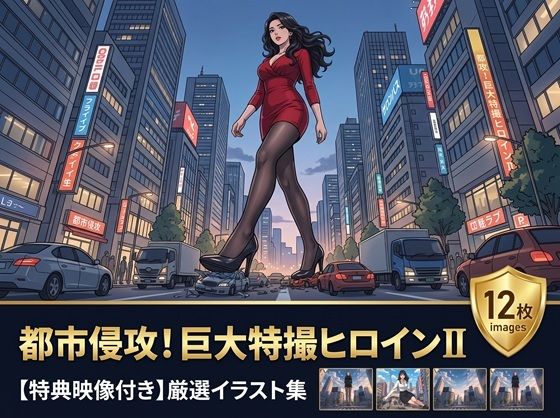 [同人]「【AIイラスト集II】都市潜伏！巨大OLスーツ特撮ヒロイン – 厳選CGコレクション（12枚/2K高画質）【特典アニメーション動画13本】」(AI-JOE)