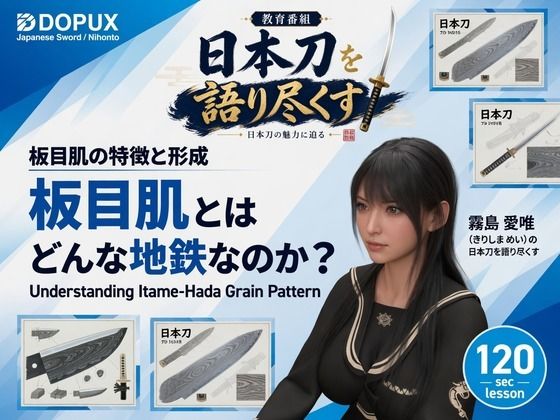 [同人]「パンチラガチャ★霧島 愛唯（きりしま めい）『日本刀を語り尽くす』第1章-まず「日本刀とは何か」を知る（026-板目肌とはどんな地鉄なのか？）」(Ozone_Layer)