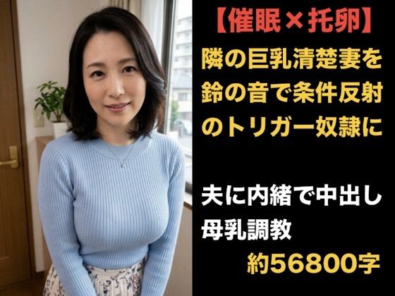 [同人]「【催●×托卵】隣の巨乳清楚妻を鈴の音で条件反射のトリガー奴●に 〜「私が君を犯したの…？」加害者の罪悪感で泥沼にハマり、夫に内緒で中出し母乳調教されるまで〜」(青いらいおん)
