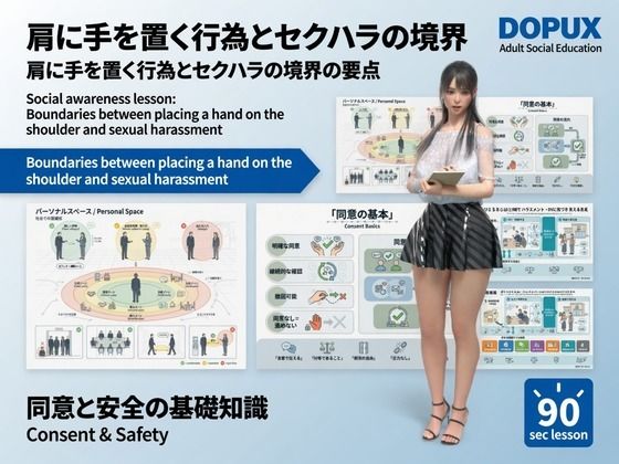 [同人]「【△20】パンチラガチャ★二階堂 沙耶 大学に進学し強豪予備校『DOPUX（ドピュックス）』で社会人向け講座（性犯罪）を教える名物講師に！（Season 2 Vol.001:肩に手を置く行為とセクハラの境界）」(Libido-Labo)