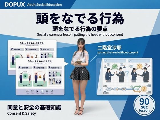 [同人]「【△20】パンチラガチャ★二階堂 沙耶 大学に進学し強豪予備校『DOPUX（ドピュックス）』で社会人向け講座（性犯罪）を教える名物講師に！（Season 2 Vol.003:頭をなでる行為）」(Libido-Labo)