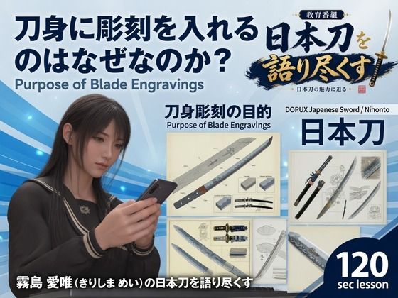 [同人]「パンチラガチャ★霧島 愛唯（きりしま めい）『日本刀を語り尽くす』第1章-まず「日本刀とは何か」を知る（035-刀身に彫刻を入れるのはなぜなのか？）」(Ozone_Layer)