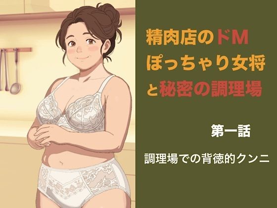 [同人]「精肉店のドMぽっちゃり女将と秘密の調理場 第一話 夫の痛風離脱とアルバイトの青年、調理場での背徳的クンニ」(青いらいおん)